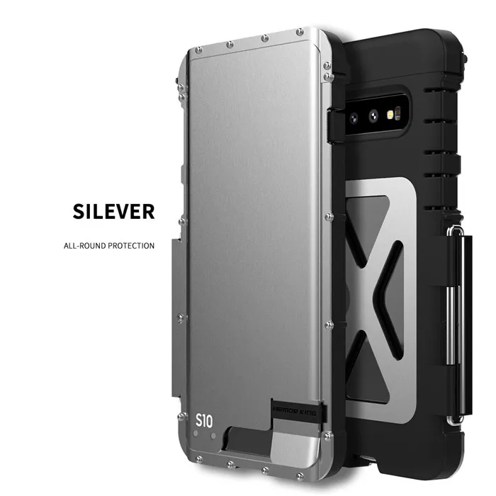 R-JUST противоударный чехол для samsung Galaxy S10, S9, S8 Plus, NOTE 9, 8, откидной Алюминиевый металлический защитный чехол для телефона King iron man 360 - Цвет: Серебристый