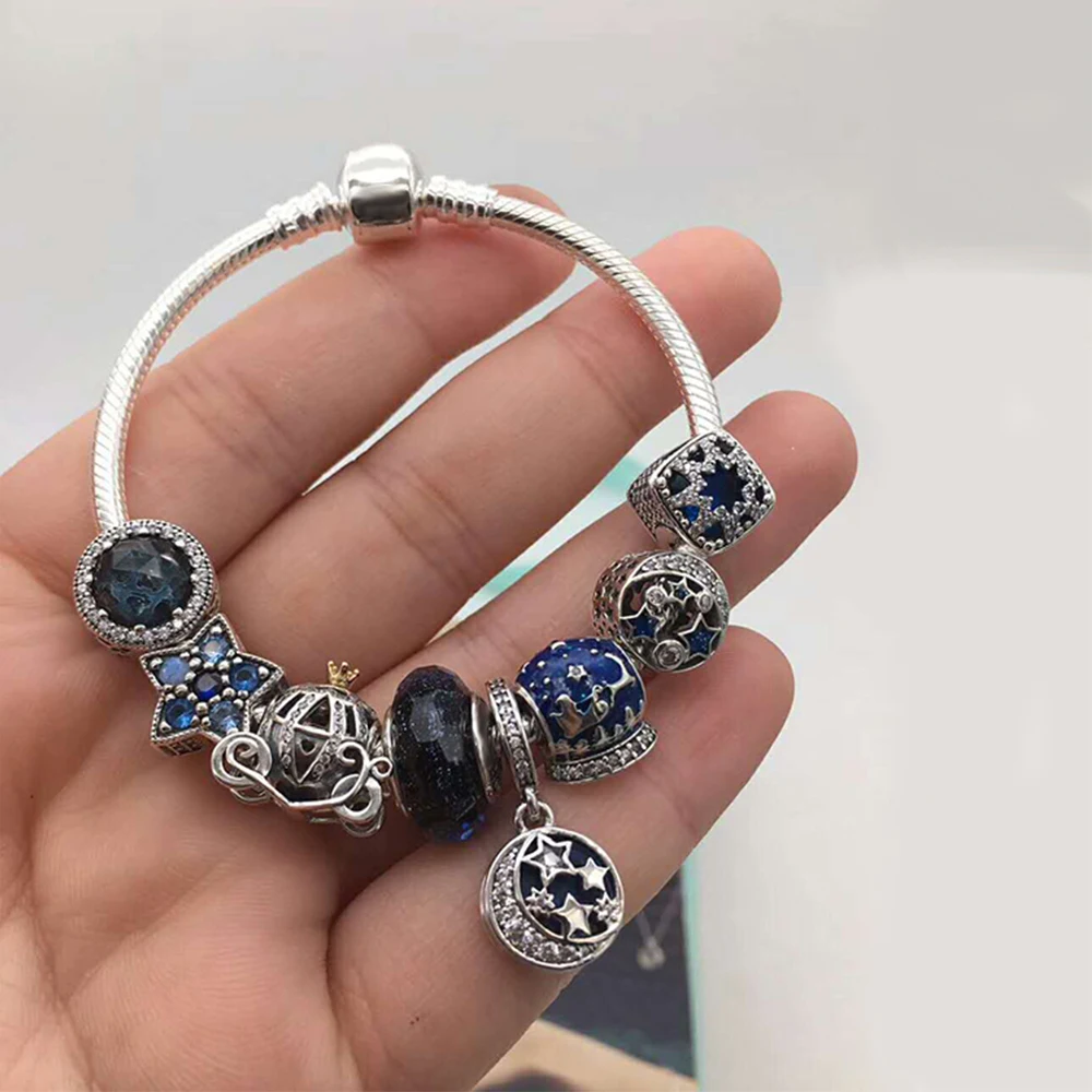 

Original Silver Bracelet 925 New Made Under Order From Vintage Night Sky Bracelet Set Female Mode Charm Deluxe Jewel Sedator