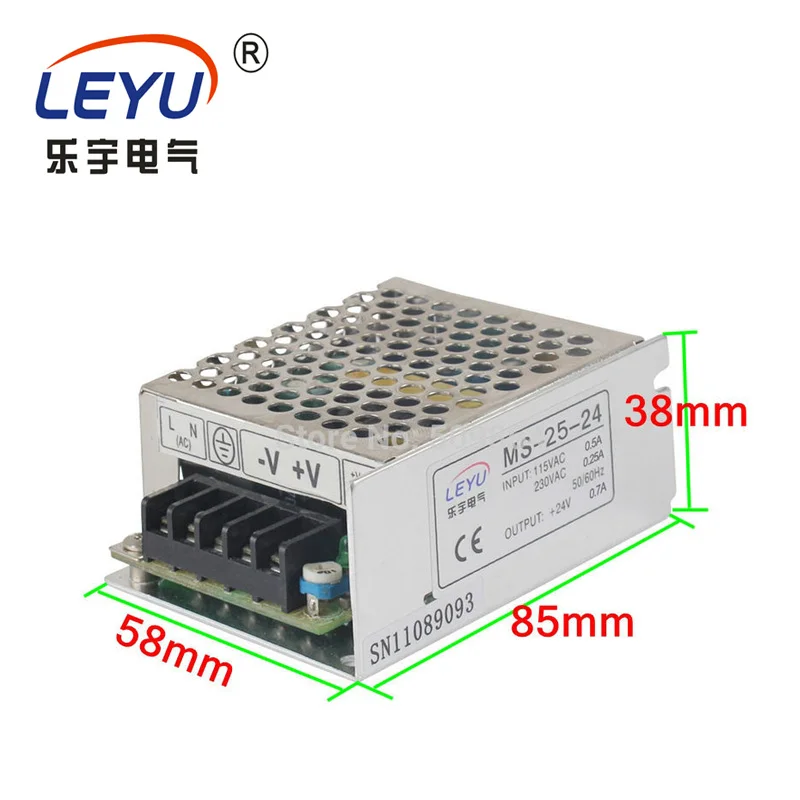 

Mini size DC SMPS MS-25-24 output 1.1A 24V switching power supply