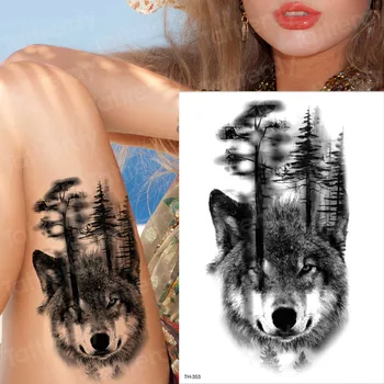 

Waterproof Temporary Tattoo Sticker wolf tiger fox pattern tattoos Water Transfer body art fake tattoo for women men tatoo black