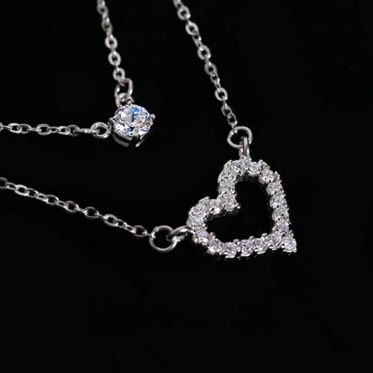 Богемные 925 стерлингового серебра многослойные ожерелья в форме сердца для женщин подарок длинные серьги ожерелья Воротник модные ювелирные изделия оптом