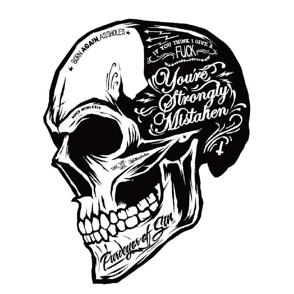 Hitam Putih Skull Sticker Keren Stiker Sepeda Motor Moto Decals Helm