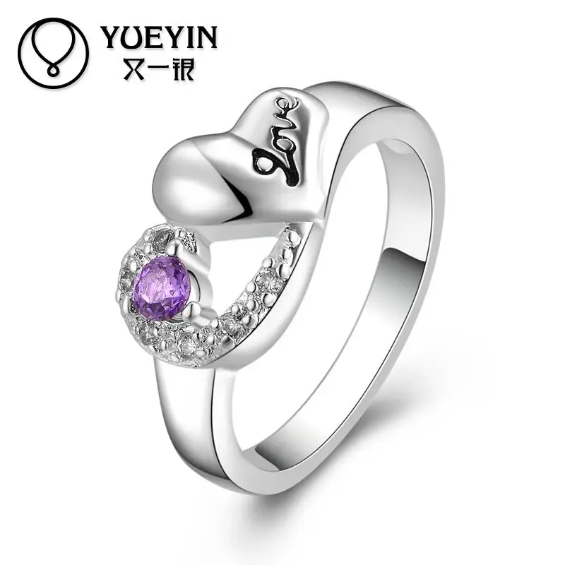 Wedding Rings Silver Plated Heart-shaped Temperament Women Rings Hot Sale