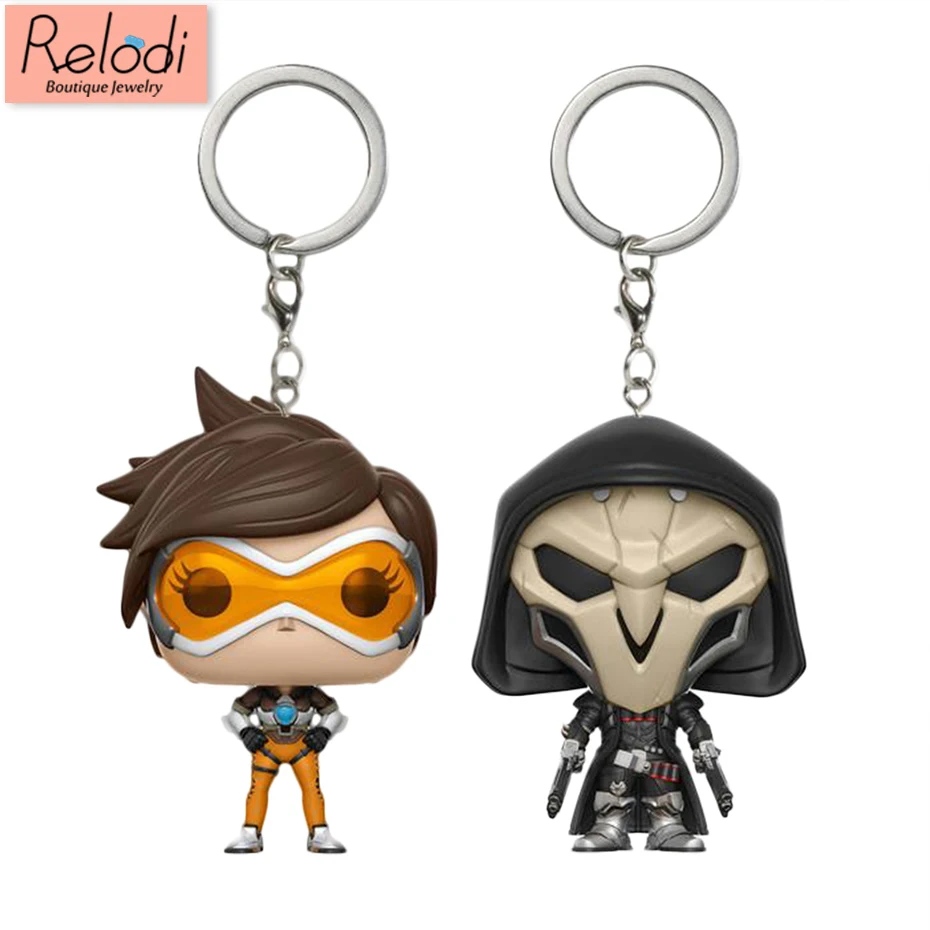 

Hot Games Overwatch Key Chain Tracer Reaper Cute Keychain Anime Figures Key Ring Mental Zinc Alloy Key Pendant SP1469
