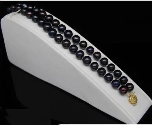 

Free Shipping >>>>> 2 row 7.5-8 " 9-10MM AAA+ TAHAITIAN GENUINE BLACK BLUE PEARL BRACELET 14k