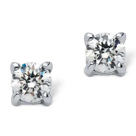 PalmBeach Jewelry 41377 .50 TCW Round Cubic Zirconia Stud Earrings in Sterling Silver