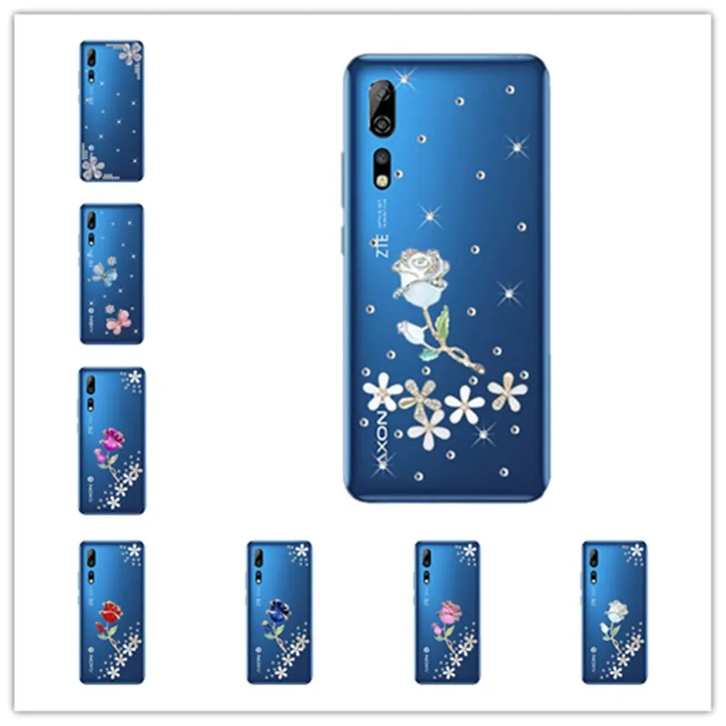 

For ZTE Nubia M2 Lite N1 N2 N3 Z11 Z9 Z17 Z18 mini Bling Rose Rhinestone Case Cover For ZTE Axon 10 9 pro7mini Phone Case Cover