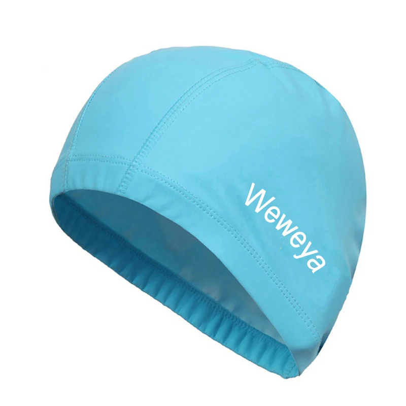 Женские плавающие шапочки защищают уши длинные волосы спортивные плавающие шапочки для бассейна Мужские взрослые силиконовые непромокаемые плавающие шапочки для дайвинга свободный размер - Цвет: SkyBlue Weweya