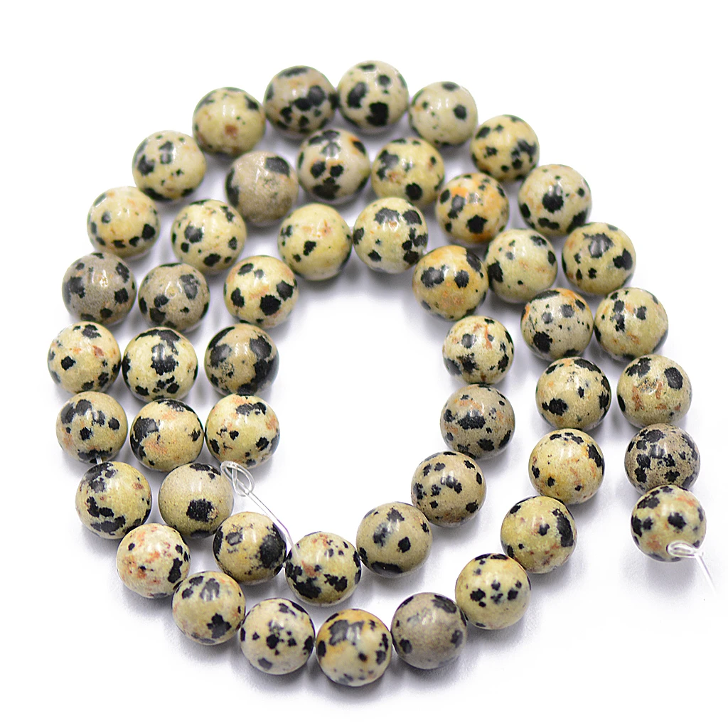 8mm Round Nature Dalmatian Jasper Gemstone Loose Spacer Beads 15'' Strand 