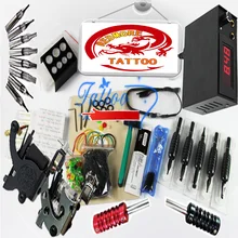 Полный комплект татуировки 2 электромагнитные машинки для татуажа 50 игл наборы мощность тату начинающих комплекты зажимов постоянный макияж PTK-916-60F