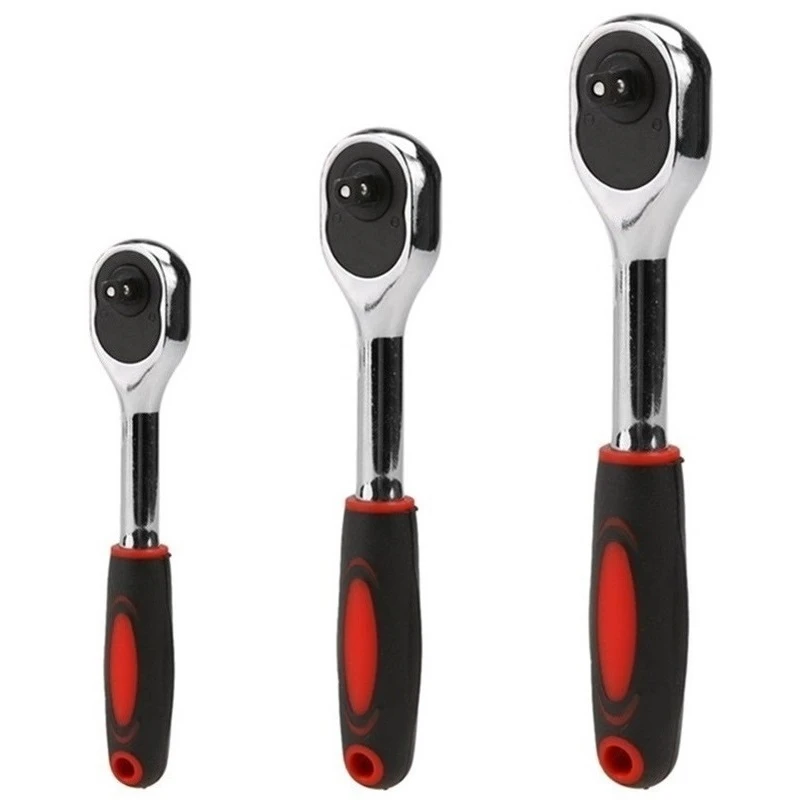 

Ratchet Handle Wrench 24 Teeth 1/4" 3/8" 1/2" Cr-V High Torque Two-way Spanner Key Socket Drive for Quick Release Hand Tools