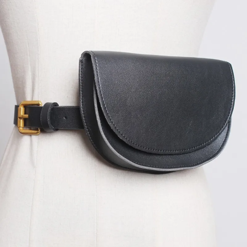 

[YaLee]New Fashion 2019 Summer Simple Detachable Semi-circular Cellpnoe Girdle Metal Pin Buckle Long PU Leather Belts Women U707