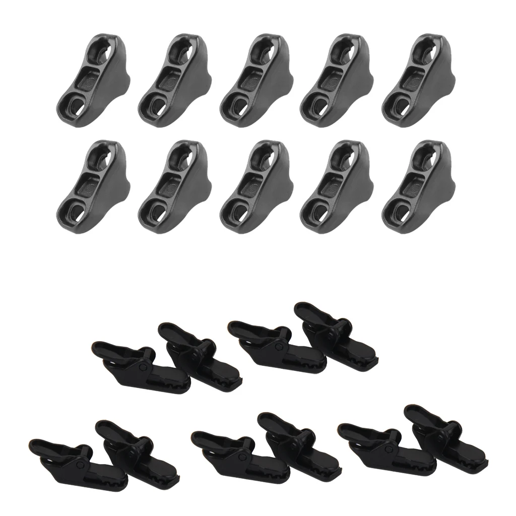 10 X Awning Clamp Tarp Clips Snap Tent Tighten Tool + Rope Tensioner