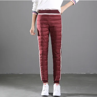 Модные облегающие зимние женские брюки с высокой талией, большие размеры, женские теплые красные длинные штаны, женские брюки с эластичной резинкой на талии, верхняя одежда W653 - Цвет: Красный