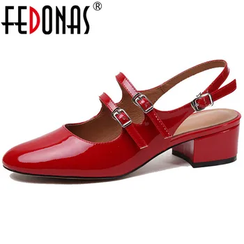 

FEDONAS High Quality Genuine Leather Women Pumps Classic Sandals Mary Jane shoes Party Wedding High Heels 2021 New Shoes Woman