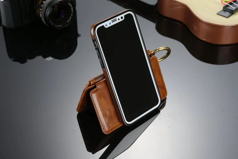 Чехол Telefoon Hoes для iPhone X XS Max, 2 в 1, Магнитный кошелек, съемный кожаный чехол для iPhone 6, 6 S, 7, 8 Plus, 5S, на молнии