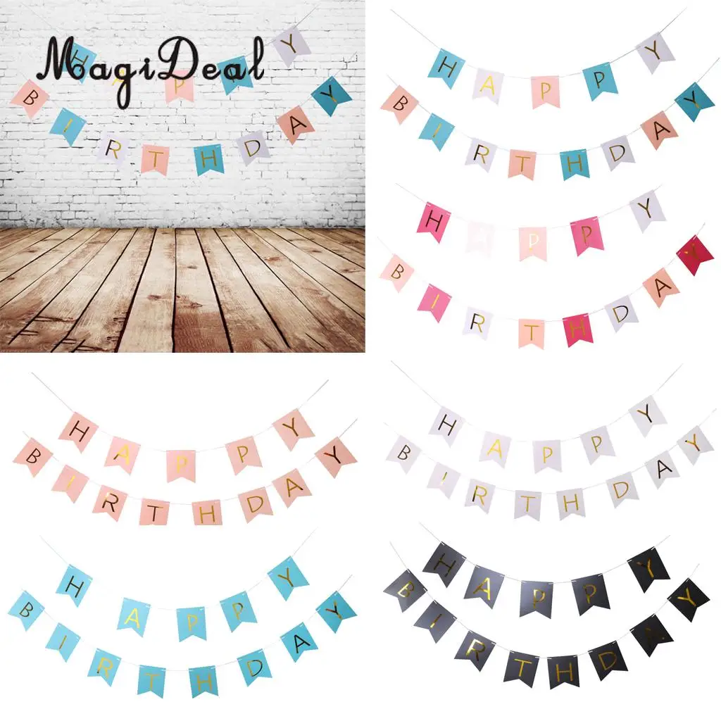 MagiDeal Happy Birthday Letters Pennant Bunting Banner Garland Sign Hanging Decoration Photo Prop