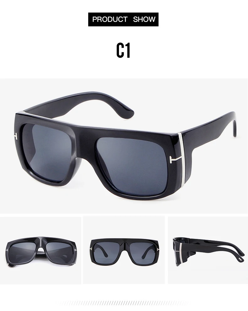 Большие футуристические солнцезащитные очки для мужчин и женщин, Модные фирменные дизайнерские винтажные Ретро леопардовые оправы с плоским верхом, солнцезащитные очки Tom S062