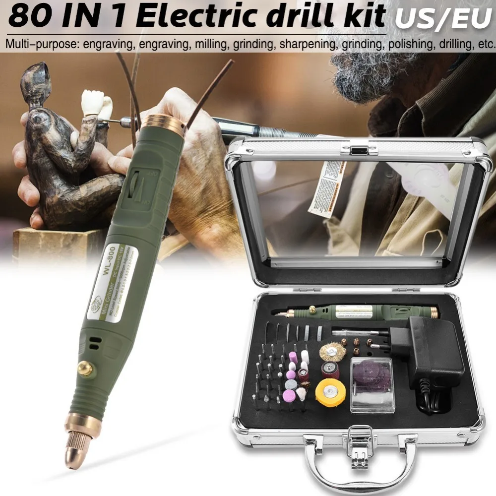  80-IN-1 Mini Electric Rotary Drill Grinder With Grinding Accessories Set Multi-Function Engraving M