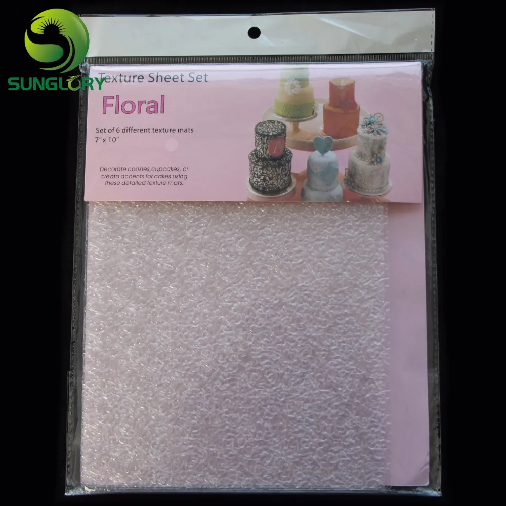 6PCS Floral Texture Sheet Set Sugar Craft Decoration Texture Mat For Cookie Cupcake Fondant Cake Mold Baking Tools For Cakes