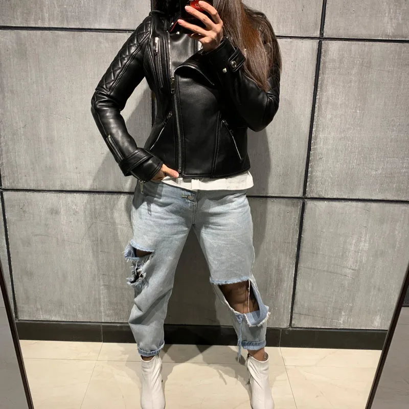 women real leather jacket ladies genuine leather jacket
