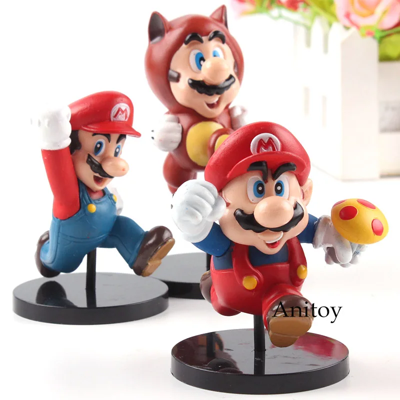 New Super Mario Bros Wii Mario Figure Toy PVC MEDICOM TOY Ultra Detail Figure Action Collection Model Toys for Boys 3pcs/set