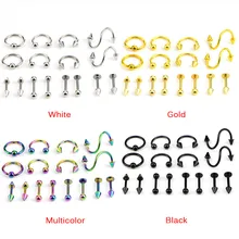 16 шт./компл. Мода пирсинг Нержавеющая сталь спиральный носовой кольца серьги гвоздик для козелка для Для женщин Для мужчин пирсинг для носа серьги-обманки пирсинг Lengua