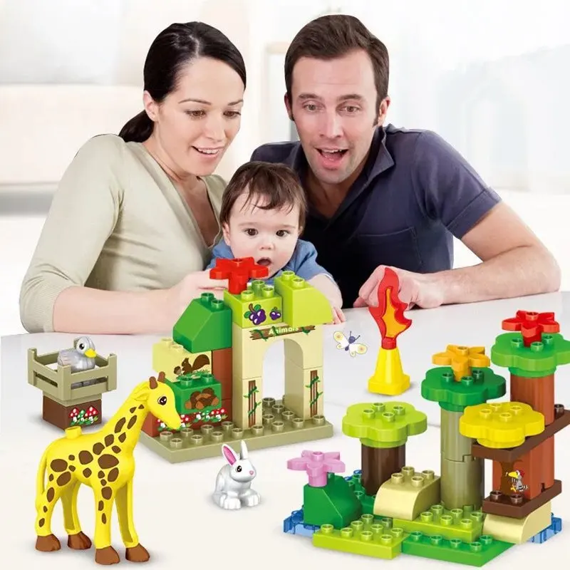 

51PCS Fantasy Zoo Building Block Elephant Giraffe Animal Brick Compatible with DuploINGlys Sets Toys For Children Birthday Gifts