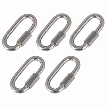 

Multifunctional 304 Stainless Steel Carabiner Quick Oval Screwlock Link Lock Ring Hook M10 , pack of 5