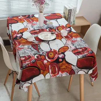 

Mediterranean print store Tablecloth Luxury Europe Endless Cotton Linen Cloth Dustproof Table Cover Rectangular Home Hotel party