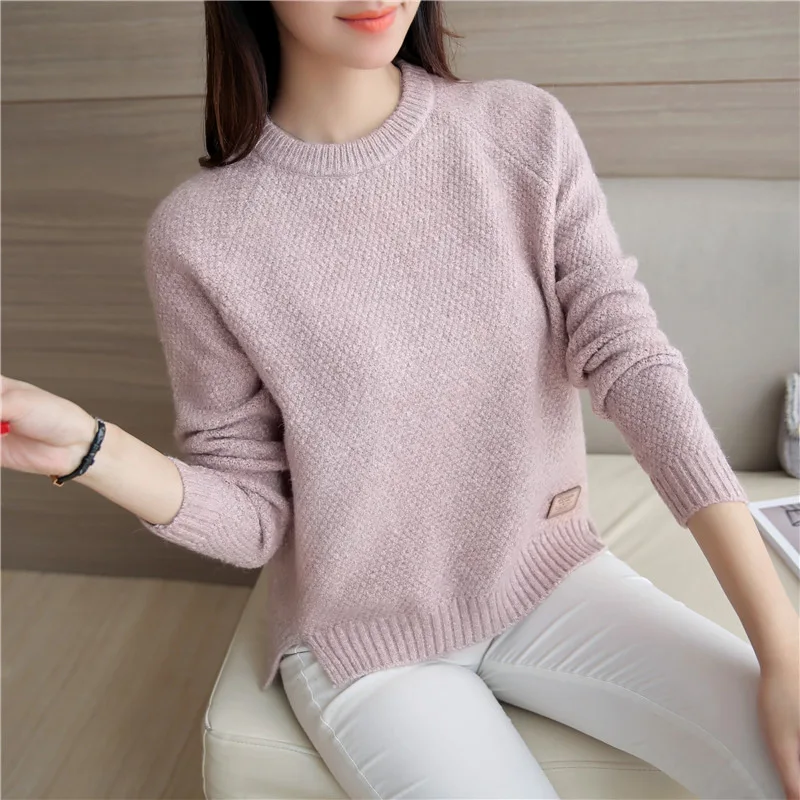 Danjeaner 2018 Women Sweaters and Pullovers Autumn Winter Long Sleeve Pull Femme Solid Pullover Female Casual Knitted Sweater