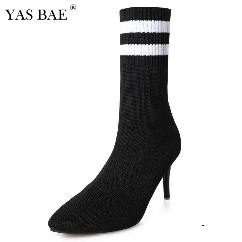 low heel ankle sock boots