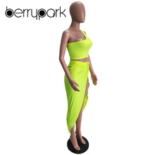BerryPark Kim Kardashian Sexy Dress Women One Shoulder Draped Asymmetrical Dresses 2019 Summer Fashion High Street Matching Sets