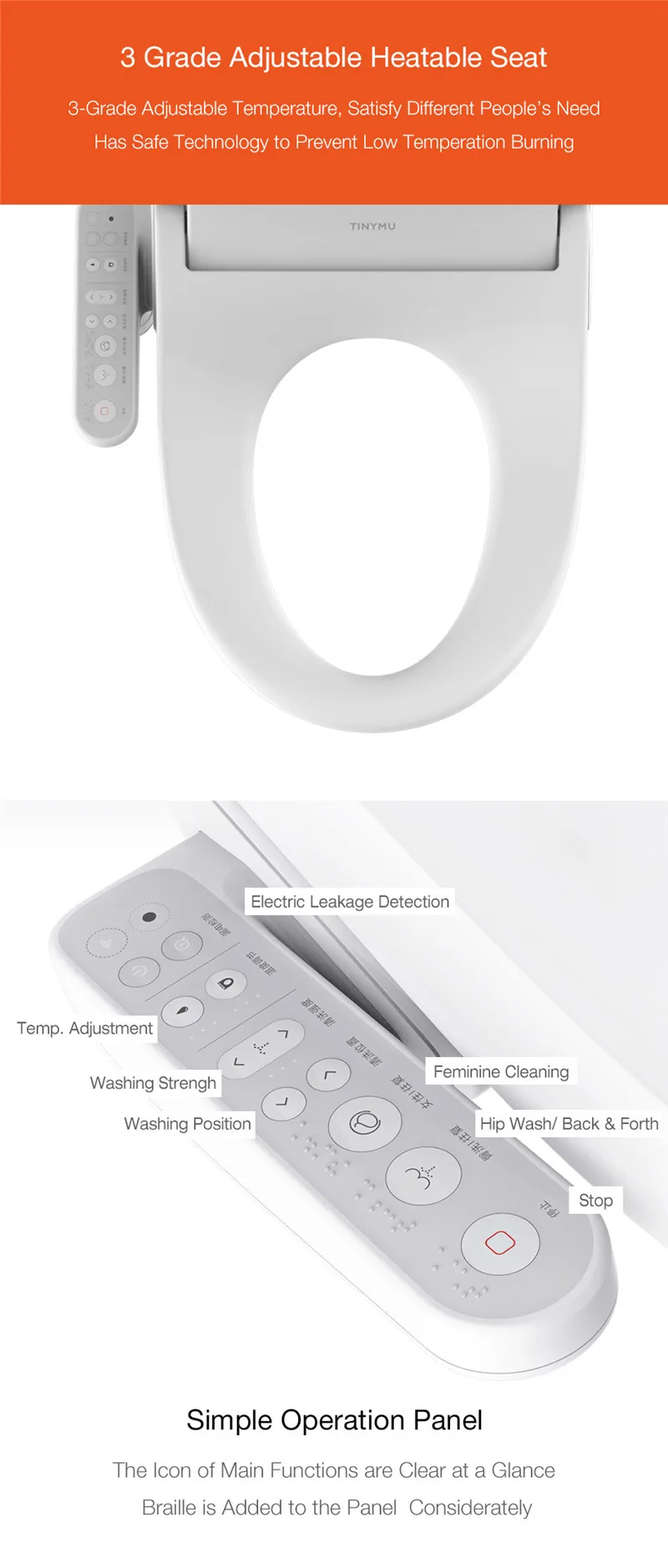 Xiaomi Tinymu, домашнее умное антибактериальное сиденье для унитаза, CN штекер, пульт дистанционного управления, 3 класса, регулируемое нагреваемое сиденье для ванной, унитаза