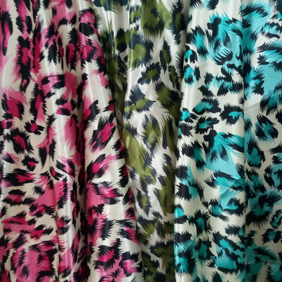 

leopard Print satin fabric decor sewing craft cosplay material Floral Polyester Doll cloth Silky Satin Fabric fashion