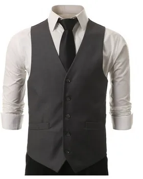 

2020 New high quality men suit Black Grey vest men waistcoat dress vests for men New men's solid color Slim Menvest