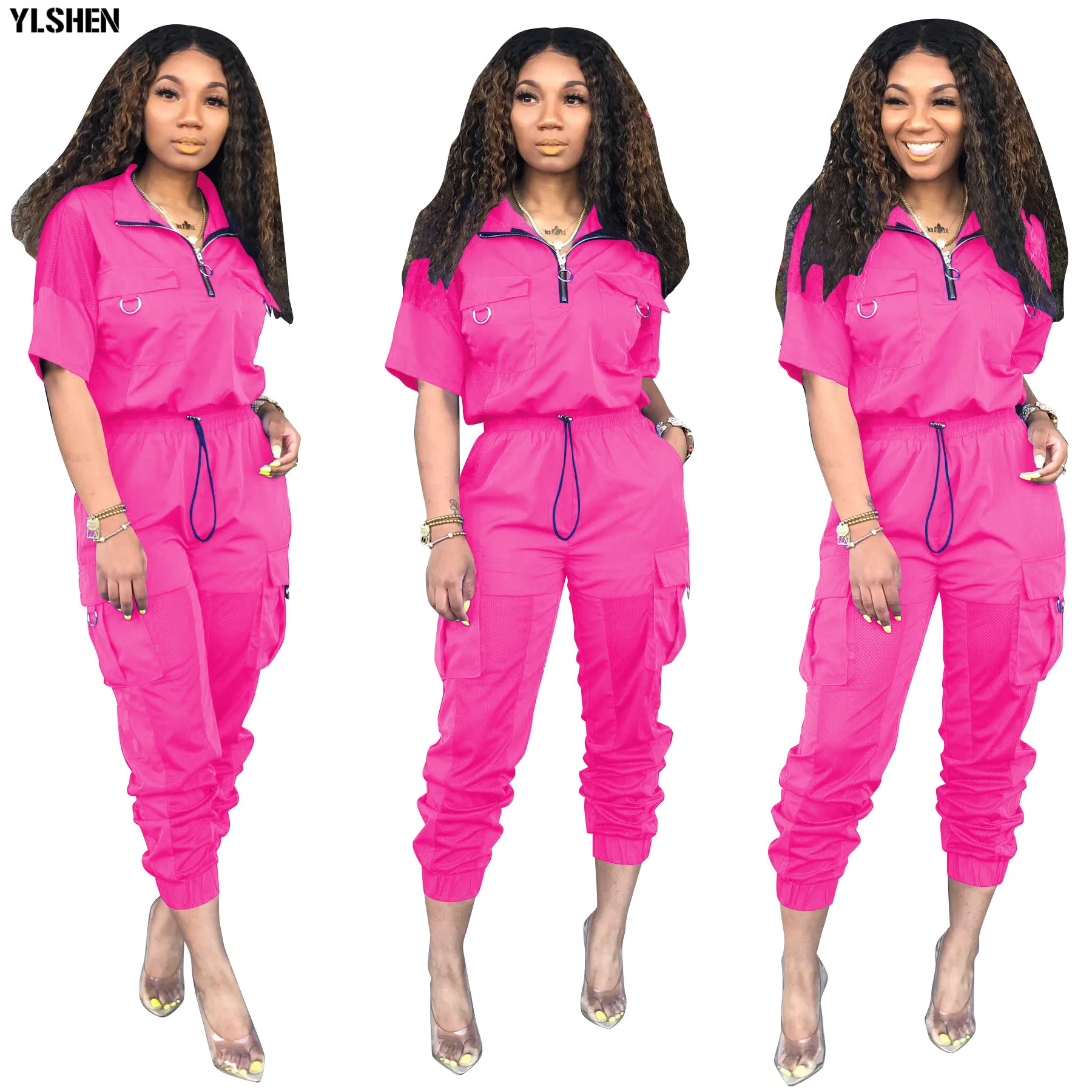 النيون الأخضر 2 اثنين من قطعة مجموعة النساء رياضية مهرجان الملابس زائد حجم ملابس الصيف قمم + السراويل بذلة رياضية مطابقة مجموعات 2019