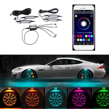 APP controllo Auto RGB LED vano piedi lightingWheel Sopracciglio Luci Al Neon Parafango Sotto Il Lato Lampada 3 Modalità Flash Strobe Respiro Decorativo