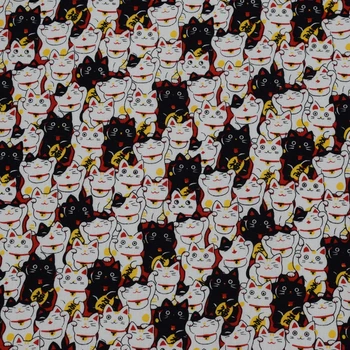 

Plutus cat print reactive dyeing pure cotton fabric for dress coat Arts and crafts telas au metre patchwork tecido tissus cloth