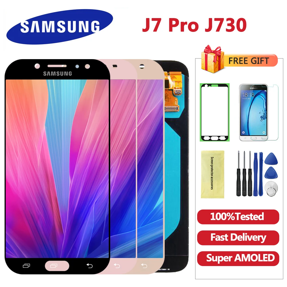 5 ''AMOLED дисплей для SAMSUNG Galaxy J7 Pro J730 LCD 2017 сенсорный экран дигитайзер J730F LCDs|Экраны