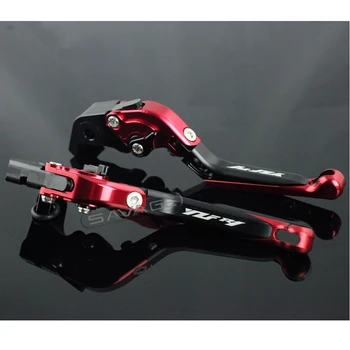 

For YAMAHA YZFR1 YZF-R1 2004-2008 05 06 07 Black+Red Motorcycle Adjustable Folding Extendable Brake Clutch Lever Logo YZF R1