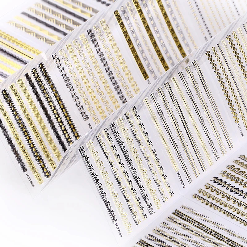 для огтей 24 шт./лот наклейки ногтей золотой полосой сердце любовь блеск DIY