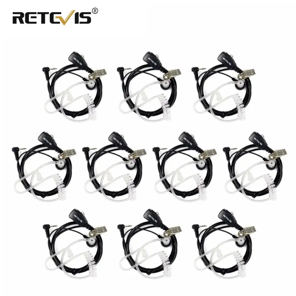 10pcs PTT MIC Earpiece Covert Air Acoustic Tube Headphone For Motorola Walkie Talkie T270 SX500 T5100 FV200 XTL446 Retevis RT45