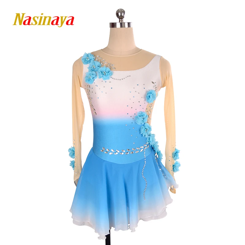 

Nasinaya Figure Skating Dress Customized Competition Ice Skating Skirt for Girl Women Kids Gradient Color Performance Flower
