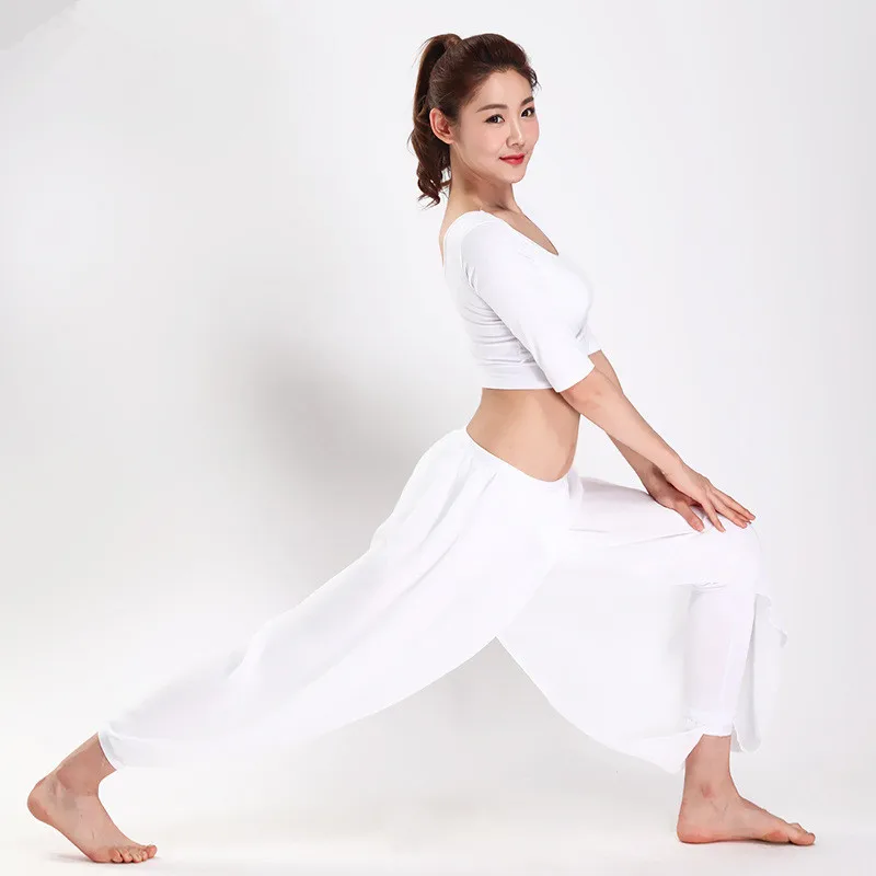 

New Girls Yoga Full Length Pants Ladies Tango Fitness Gymnastic Harem Pants Cotton High Waist Loose Bloomers Girls Dance Pants