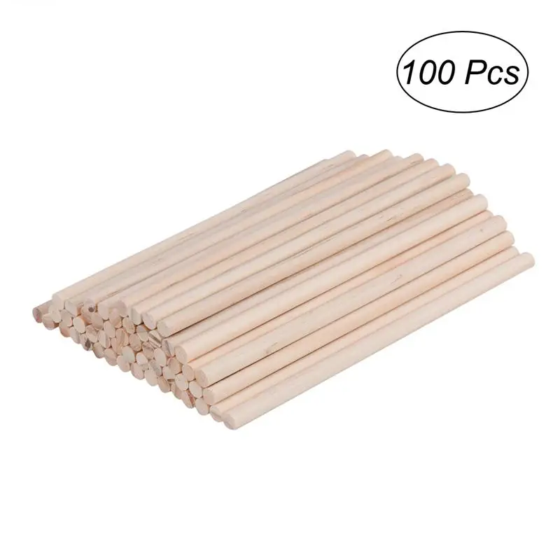 

100pcs Wooden Round Dowel Rods Sticks For Crafts Woodworking DIY Building Model