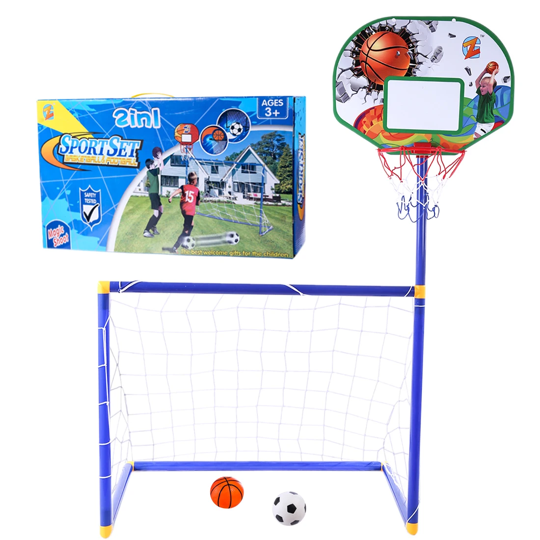 

Rowsfire ZG270-27 Children Football and Basketball Stands Two-in-one Outdoor Sports Educational Early Toys