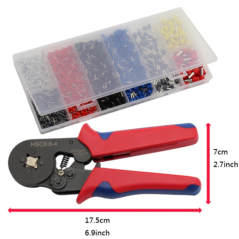 

Yalku 0.25-10mm2 Crimping Pliers With 1200 Wire Terminal Crimp Connector Self-adjusting Tubular Terminal Crimping Tool Pliers