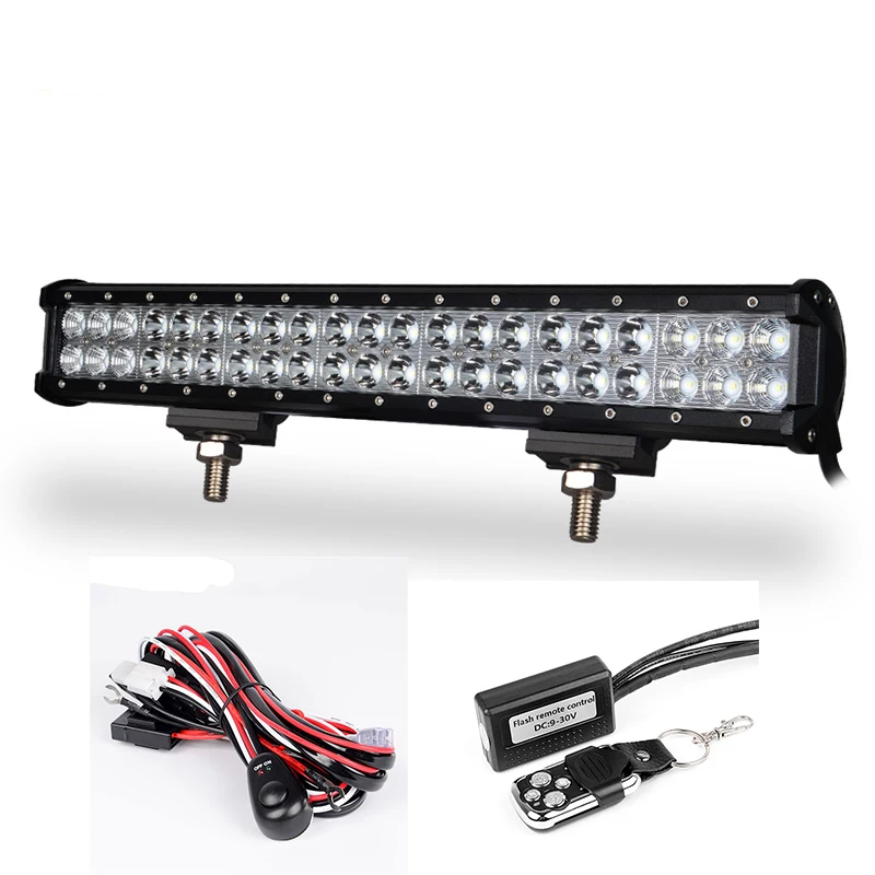 LED Headlights 20''126W Offroad 12V Work Bar Combo Beam For Car Truck Tractor Trailer ATV UTV SUV 4WD 4X4 Boat Extra fog light - Цвет: with remote switch