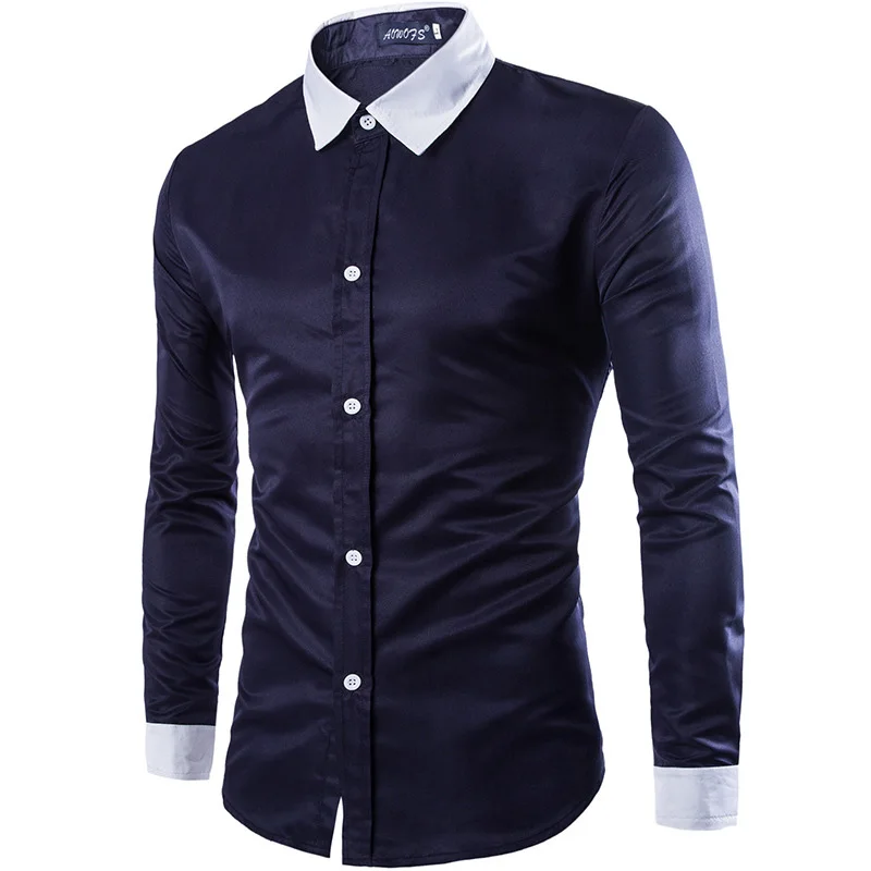 Стиль Мужская городская мода чернильный принт с длинными рукавами рубашка мужская индивидуальность популярные повседневные рубашки высокого качества